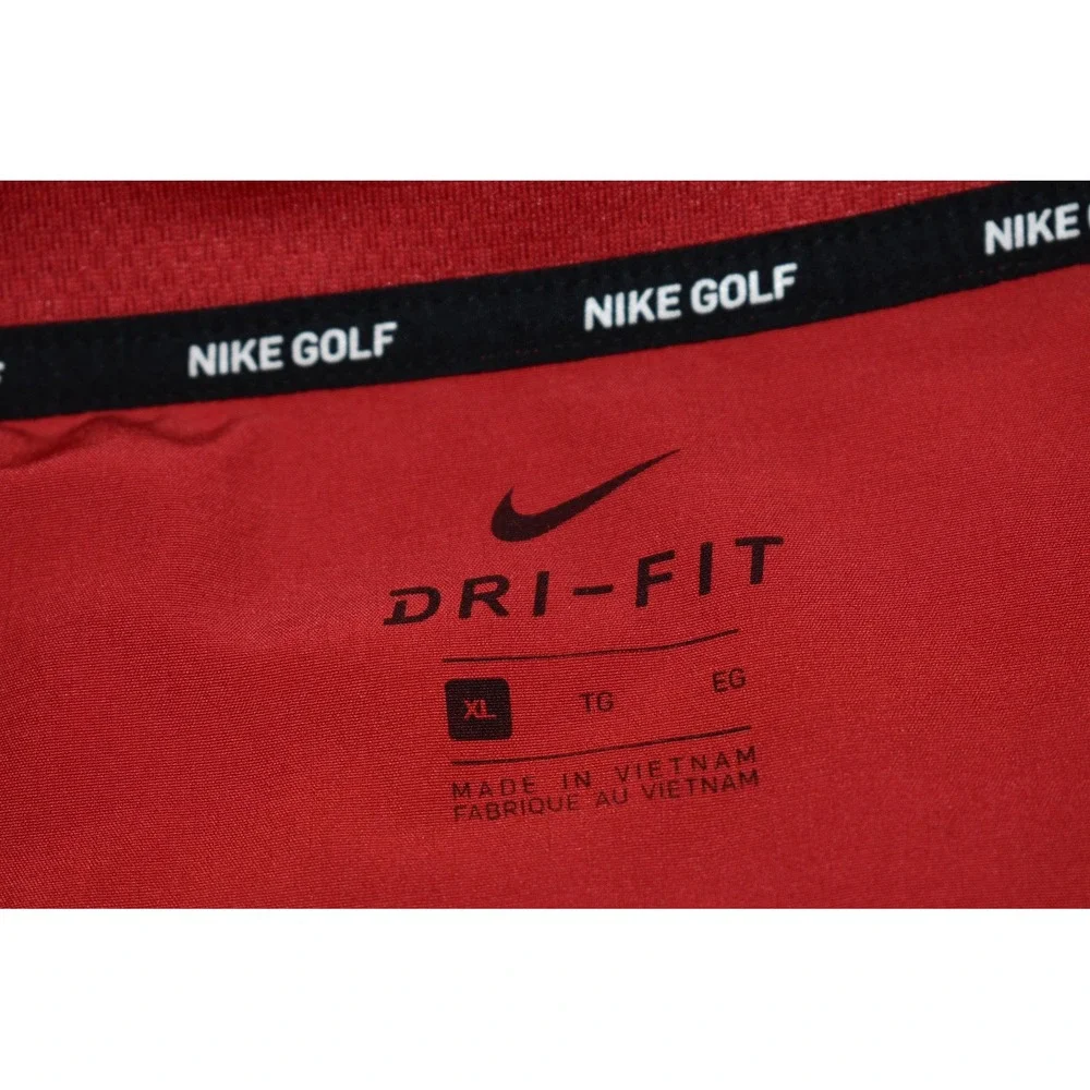Nike Golf Pullover Mens XL Red Dri-Fit Quarter Zip Long Sleeve Sportswear Poly